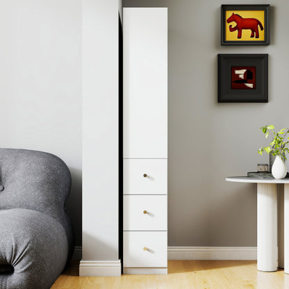 US Local 70.87 H Display Storage Cabinet , 4-Tier Shelf, 3 Side Drawers , Modern Wooden Tall Bookshelf Bookcase For Living Room Home Office