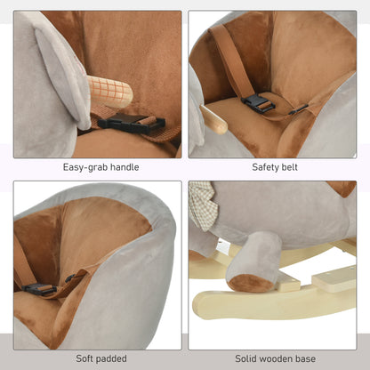 US Local Kids Plush Rocking Horse Giraffe Style Themed Ride-On Chair Toy With Sound