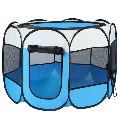 US Local Pink-Blue Options -- 1Pc Portable Foldable Pet Tent Exercise Pen Kennel Removable Zipper Top And Bottom Water Resistant Indoor Outdoor Use For Dogs Cats Other Pets