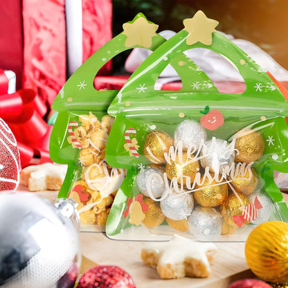 Resealable Christmas Gift Bags,24Pcs Special Shaped Christmas Gift Bags With Handles For Christmas Holiday Party Candy Small Gift Wrapping Supplies Decor