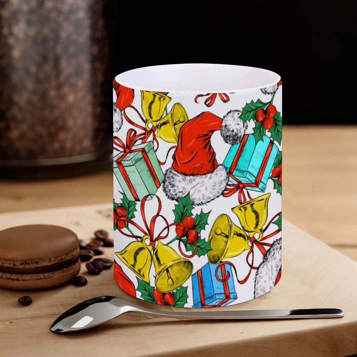 POD US Local White mug with full print, Christmas Hats, Bells, Gifts 0004