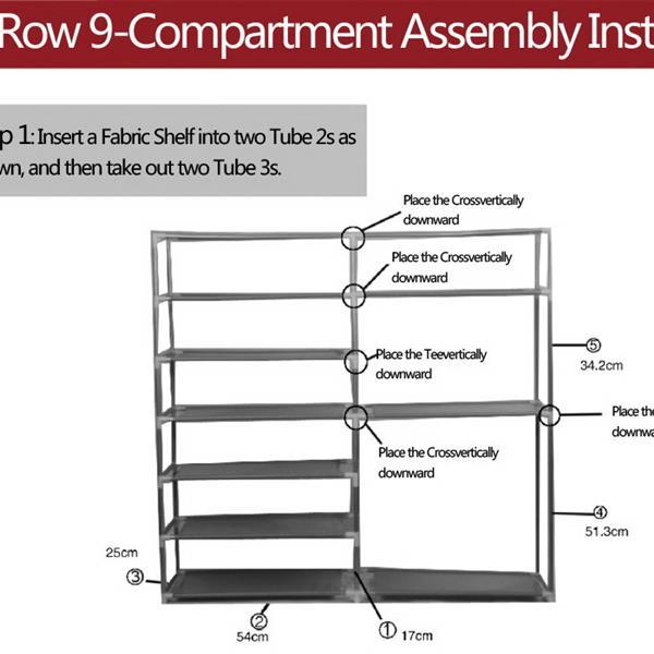 US Local Double Row 9-grid Non-woven Shoe Cabinet