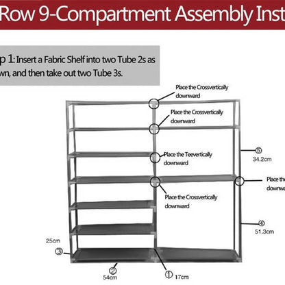 US Local Double Row 9-grid Non-woven Shoe Cabinet