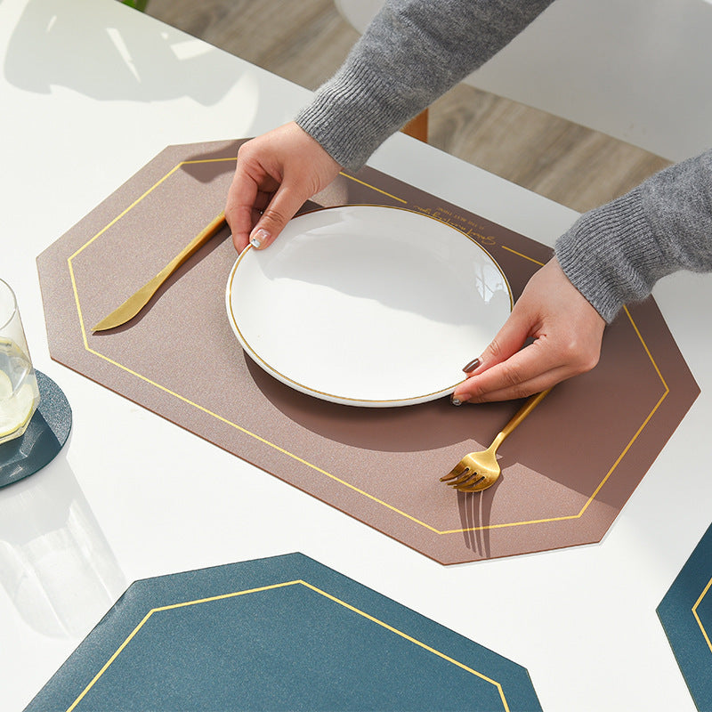 Octagonal Leather Placemat Waterproof Household Table Mat Heat Proof Mat Placemat