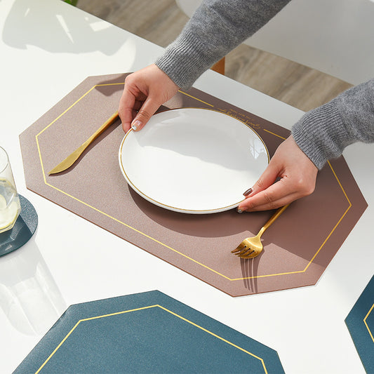 Octagonal Leather Placemat Waterproof Household Table Mat Heat Proof Mat Placemat