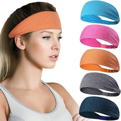 US Local Sports Headbands For Men & Women -5 Pack,  Wicking Sweatbands, Elastic Non Slip Sweat Bands, Athletic Workout Fashion Wide Hair Bands For Running, Cycling, Basketball, Yoga