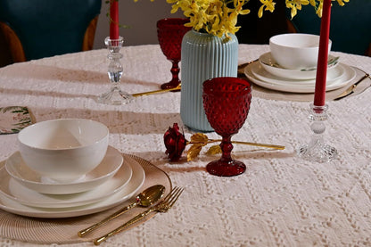 US Local Lily Bone China Dinnerware Set, 16 Pieces, Service For 4, White Plates, Dishes, Bowls Set, Microwave And Dishwasher Safe