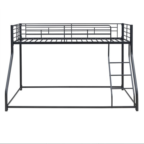 US Local Metal Floor Bunk Bed, Twin XL Over Queen, Black
