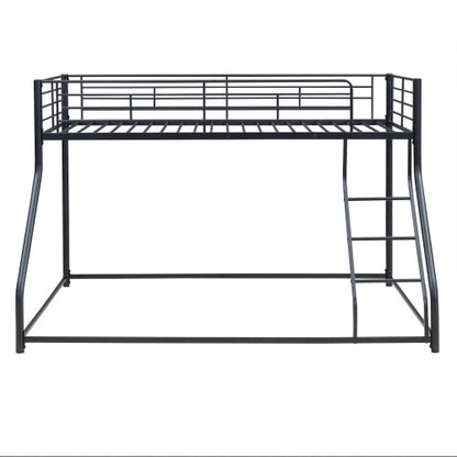 US Local Metal Floor Bunk Bed, Twin XL Over Queen, Black