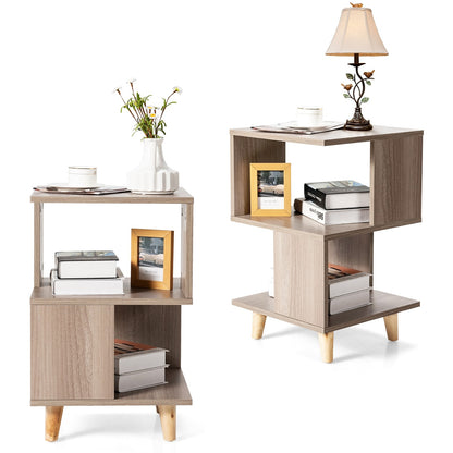 US Local 2 Pieces Wooden Modern Nightstand Set With Legs For Living Room