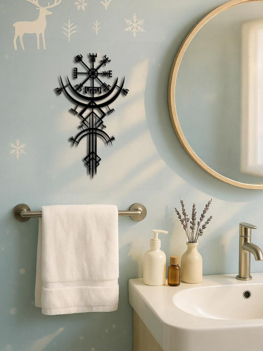 US Local Viking Metal Wall Art,Norse Rune Wall Decor,Medieval Mythology Iron Hanging