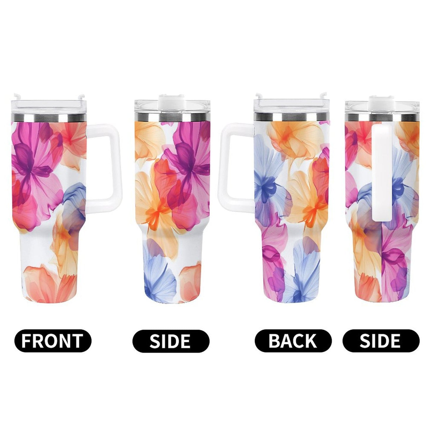 PHDT00475 POD US Local Tumbler 40 oz Large Capacity Car Cup Watercolors, Flowers, Butterflies