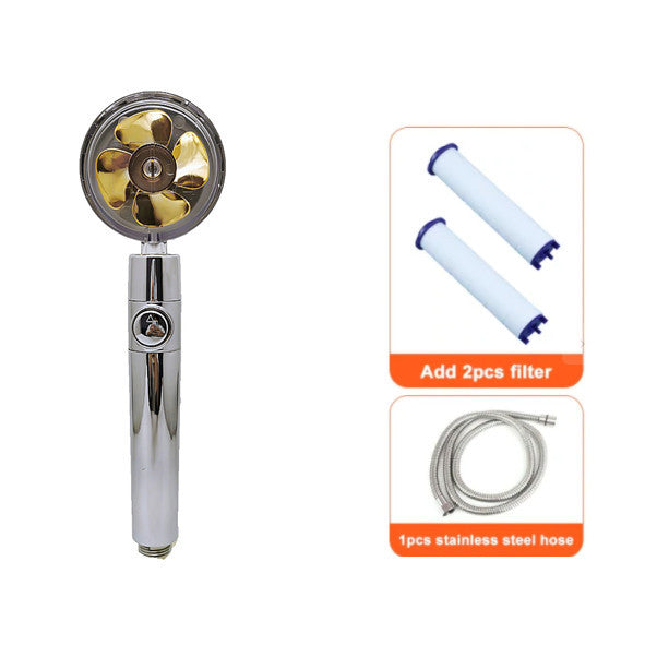 US Local Shower Head Water Saving Flow 360 Degrees Rotating With Small Fan ABS Rain High Pressure Spray Nozzle Bathroom Accessories