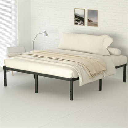 US Local Classic Iron Bed Frame Mattress Under Bed Storage No Box Spring Needed Singe Full Queen King Size Black