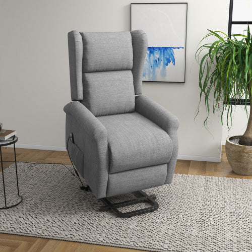 UK Local HOMCOM Power Lift Recliner Armchair, Electric Lift Chair For Elderly, Fabric Riser And Reclining Chair With Remote Control, Side Pockets, Extended Footrest, For Living Room, Grey