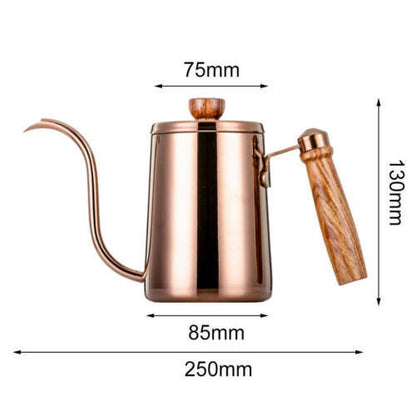Thickened 304 Stainless Steel Wooden Handle Hand Brew Coffee Maker
