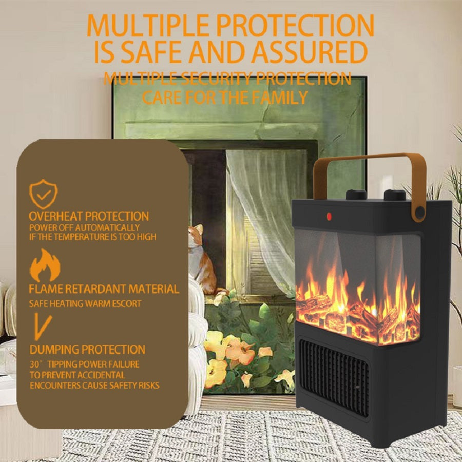 US Local 1500W Electric Fireplace Heater With Realistic 3D LED Flame, Overheat & Tip-Over Protection, Portable Indoor Heater For Home Office, Christmas Decorative Warmth