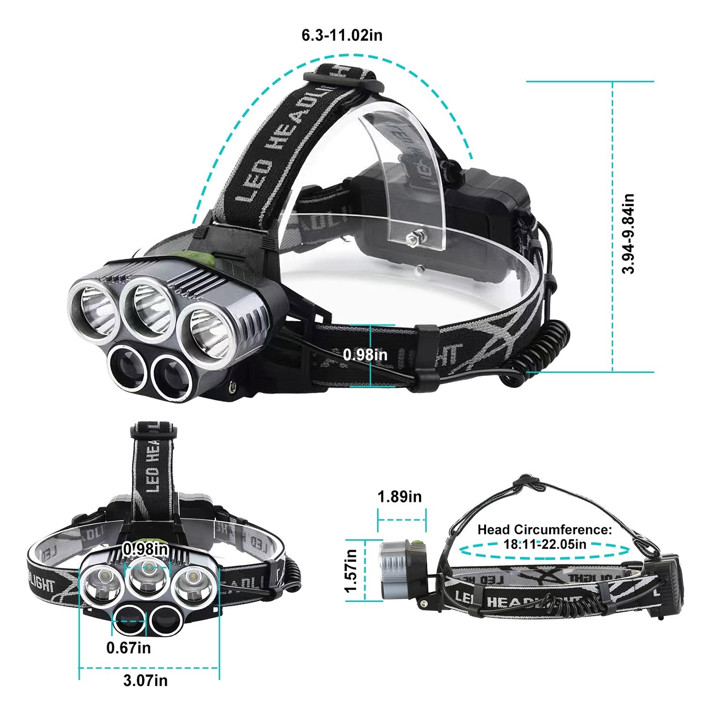 US Local Rechargeable Headlamp 20000 Lumen LED Headlight 6 Modes Headlamp Flashlight For Camping Cycling Hiking Hunting Emergency
