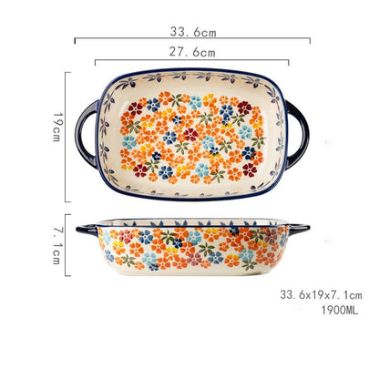 Ceramic Bowl With Special Handle For Oven And Microwave Oven