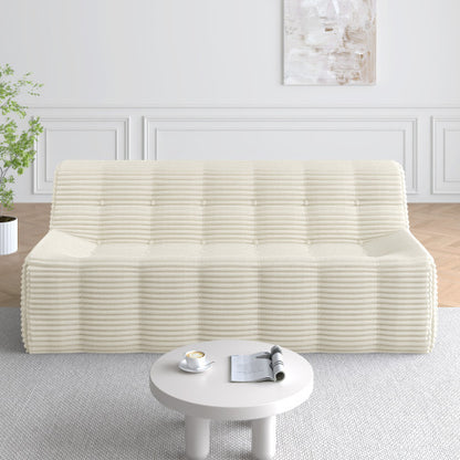 US Local Sofa, Full Sponge Compression Corduroy 3 Seat Sofa, Modern Minimalist Style Corduroy Sofa, Comfortable Compression Sofa, Space Efficient Design   Beige