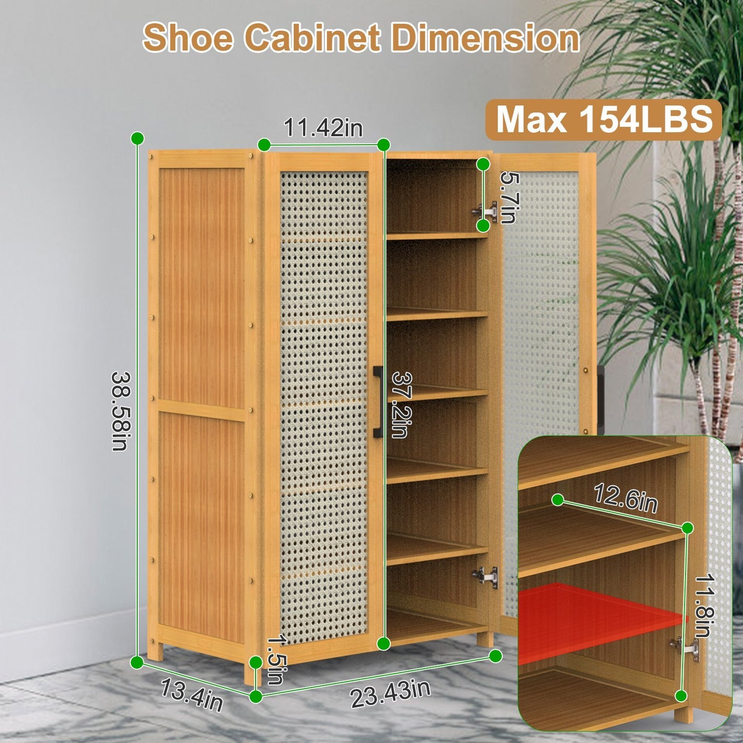 US Local 6-tier Bamboo Shoe Rack, Freestanding Shoe Cabinet