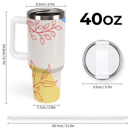 PHDT00038 POD US Local Tumbler 40 oz Large Capacity Car Cup Flowers, Leaves, Geometry, Color Blocks