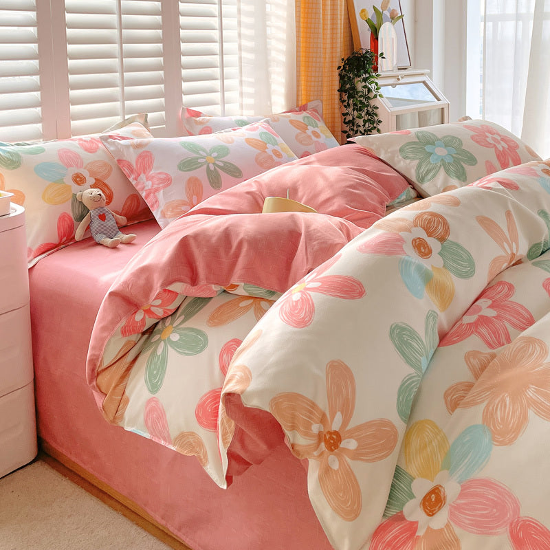 US Local 3 Piece Spring Floral Duvet Cover Set For Women Adults Home Bedroom Flowers Bedding Set With 2 Pillowcases Twin Full Queen King Size