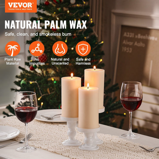US Local VEVOR 3 Pack Unscented Pillar Candles 65 Hours Long Burning Christmas White