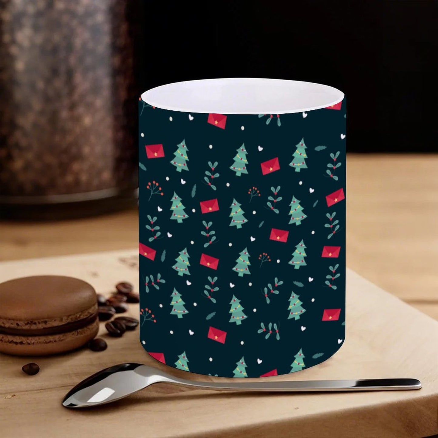 POD US Local White mug with full print, Christmas Tree Green 0040