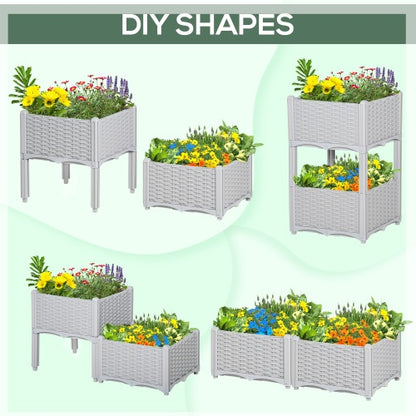 US Local Outsunny 2 Piece Raised Garden Bed With Legs, Self-Watering Planter Box Raised Bed To Grow Flowers, Herbs Vegetables, Gray