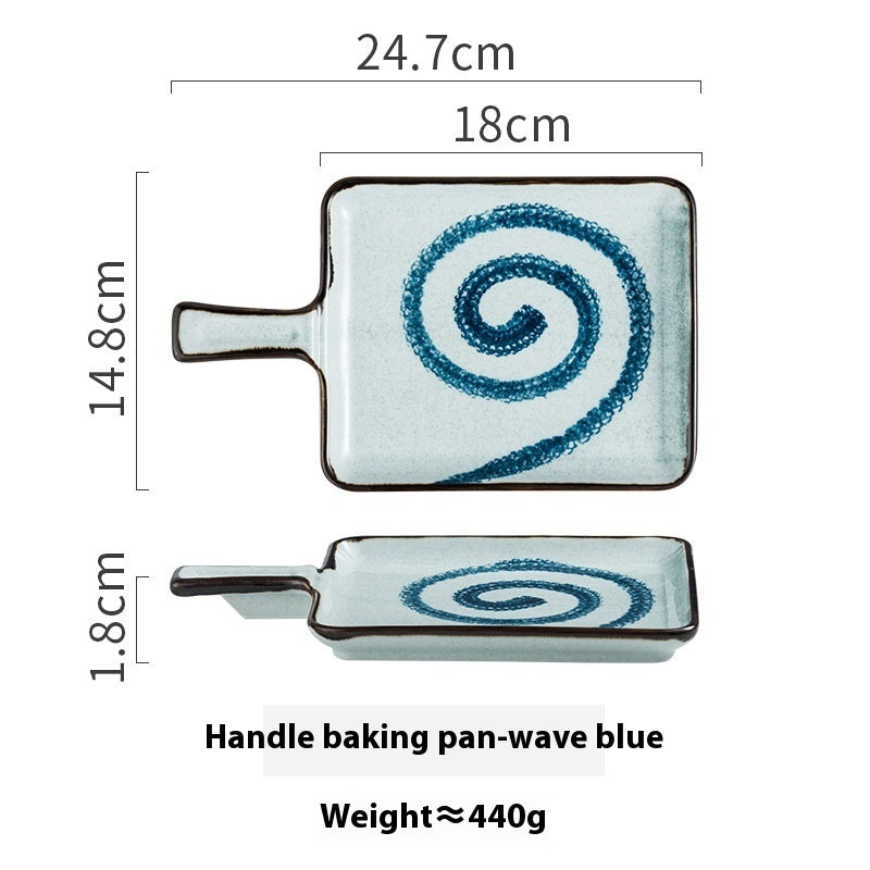 Ceramic Handle Plate Household Oven Microwave Oven Baking Plate
