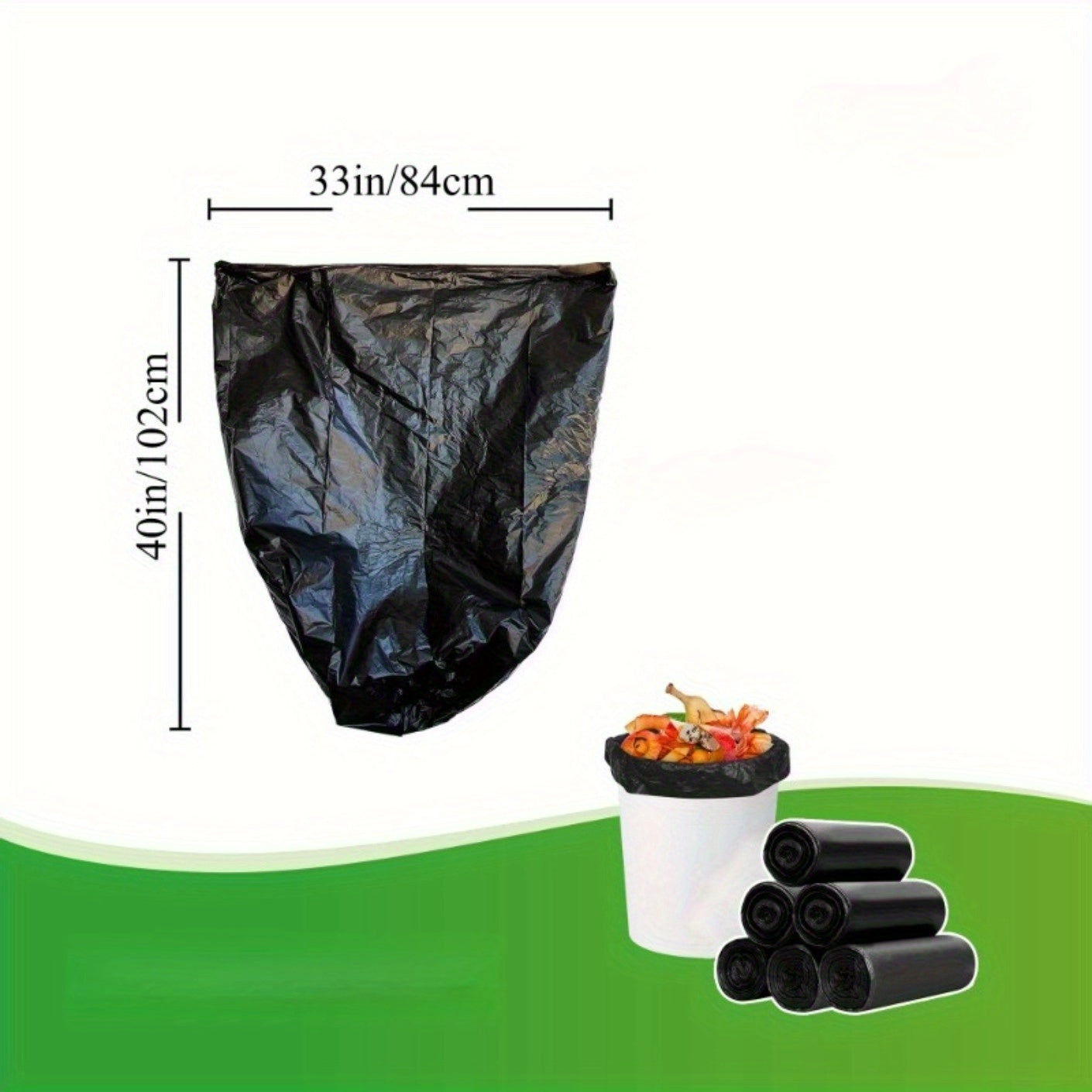 US Local 120 35 Gallon Lightweight Stretchable Garbage Bags - Star Sealed Bottom, Black Plastic Lining, Not Available On Weekends