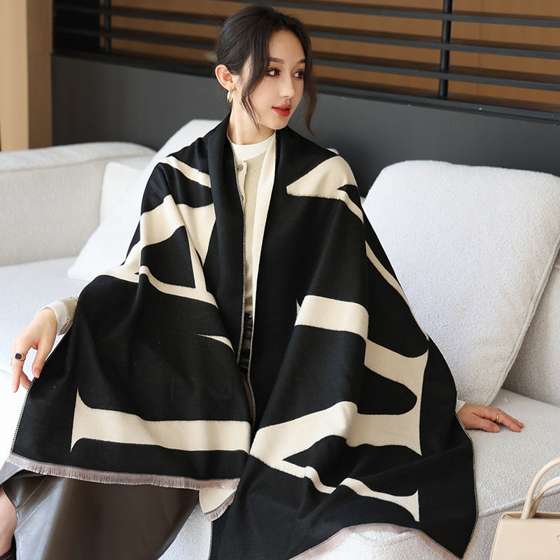 US Local Female Versatile Fashion Thickened Warm Cashmere Scarf