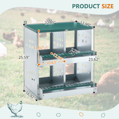 US Local 4 Compartment Chicken Nesting Boxes, Metal Nesting Boxes Wall Mount Chicken Egg Laying Box For Different Chicken Breeds