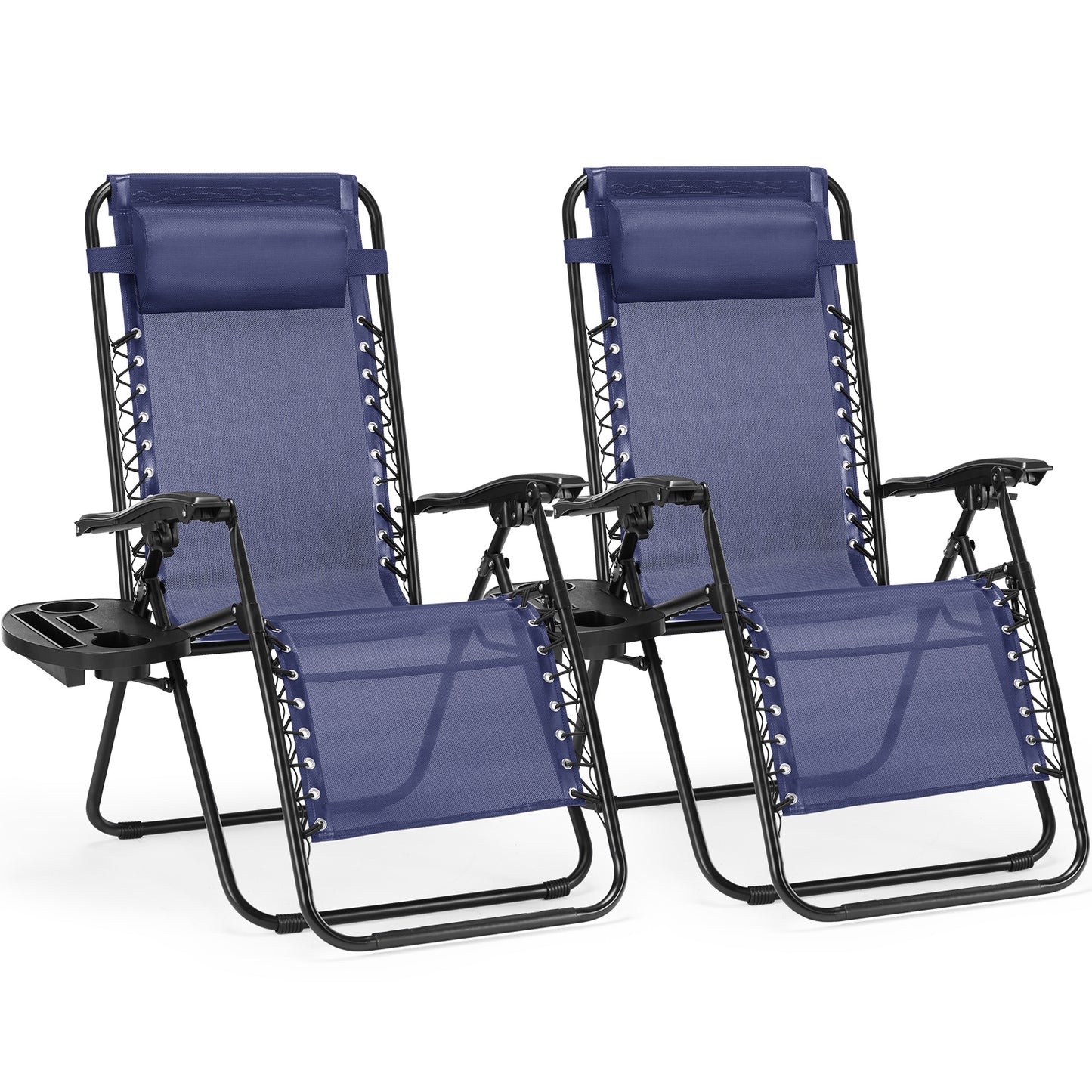US Local Set Of 2 Zero Cravity Lounge Chairs,Outdoor Patio Folding Recliners For Pool Beach With Pillow And Cup Holder