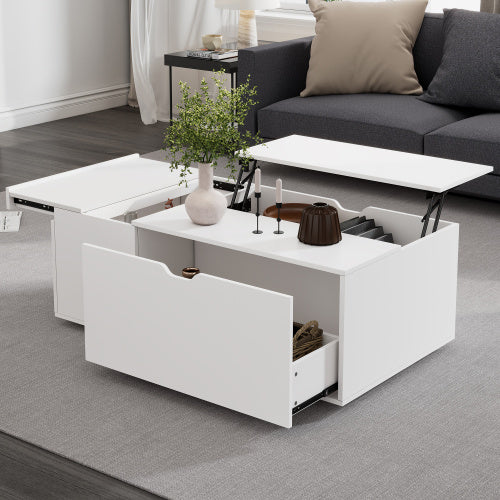 UK Local Lift Up Coffee Table, Coffee Table With Drawer, Wooden Tea Tables Sofa End Tables For Living Room Furniture , White