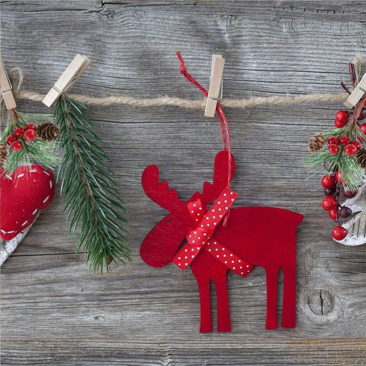 US Local 10 Pcs Christmas Artificial Pine Picks Christmas Simulation Pine Needle Fake Mini Berries Pinecones For DIY Garland Flower Arrangements Holiday Wreaths Wedding Garden Xmas Tree Decorations