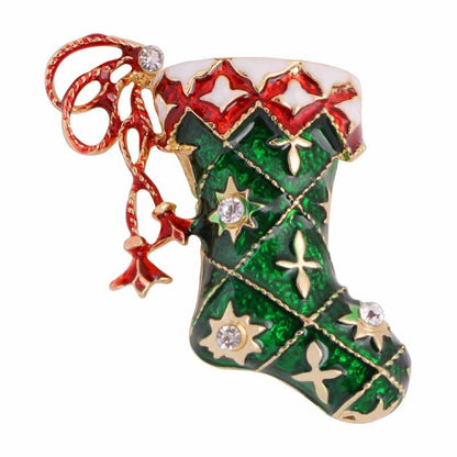 Christmas sock brooch