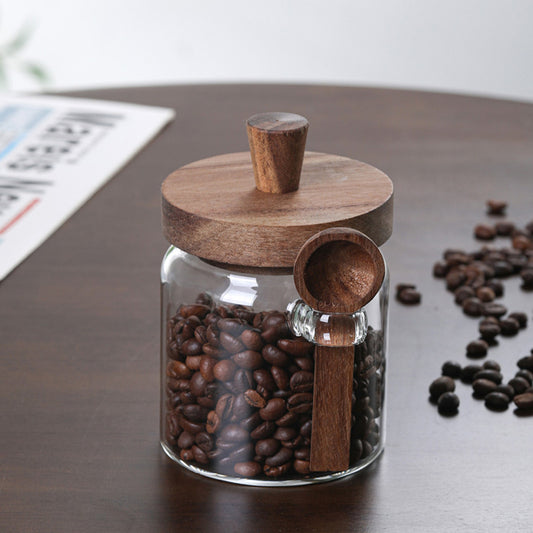 US Local 3 Pcs Glass Coffee Jars With Spoons, Candy Jars, Biscuit Jars, Storage Jars, Tea Jars, Snack Jars, Seasoning Jars, Salt Jars, Pepper Jars