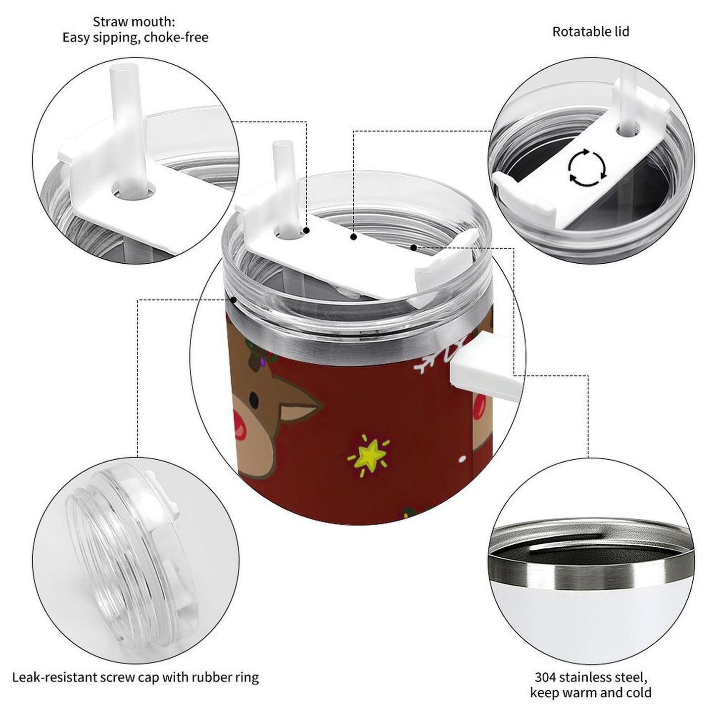 PHDT00157 POD US Local Tumbler 40 oz Large Capacity Car Cup Christmas Elk