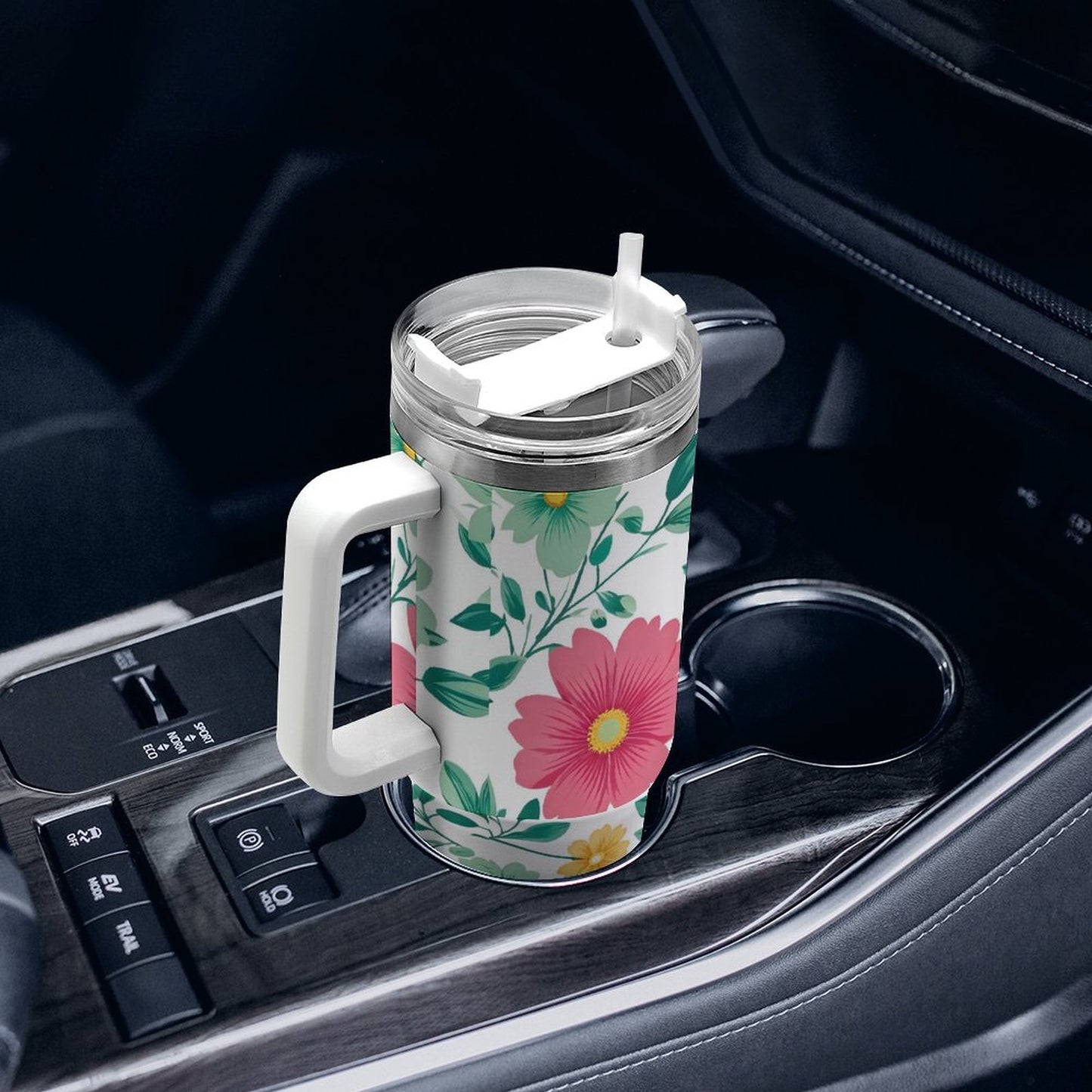 PHDT00372 POD US Local Tumbler 40 oz Large Capacity Car Cup Flowers, Leaves, Spring