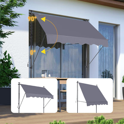 US Local Manual Retractable Awning 78 NonScrew Outdoor Sun Shade Cover With UV Protection   Polyester