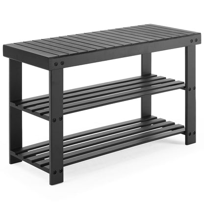US Local 3-Tier Bamboo Shoe Rack Bench, Compact Storage Organizer, 286lb Capacity, Suitable For Entryway Bedroom Living Room Balcony