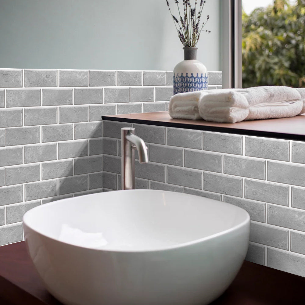 US Local Gray Marble Pvc Wall Stickers Tile Paste Peel And Stick Wallpaper Self-Adhesive Waterproof And Oil-proof Kitchen Bathroom DIY Modern Style Wall Stickers Wall Decor