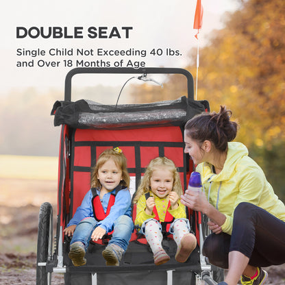 US Local 2-Seat Elite 360 Swivel Bike Trailer for Kids Bicycle Cargo Trailer with Water-Resistant Windows