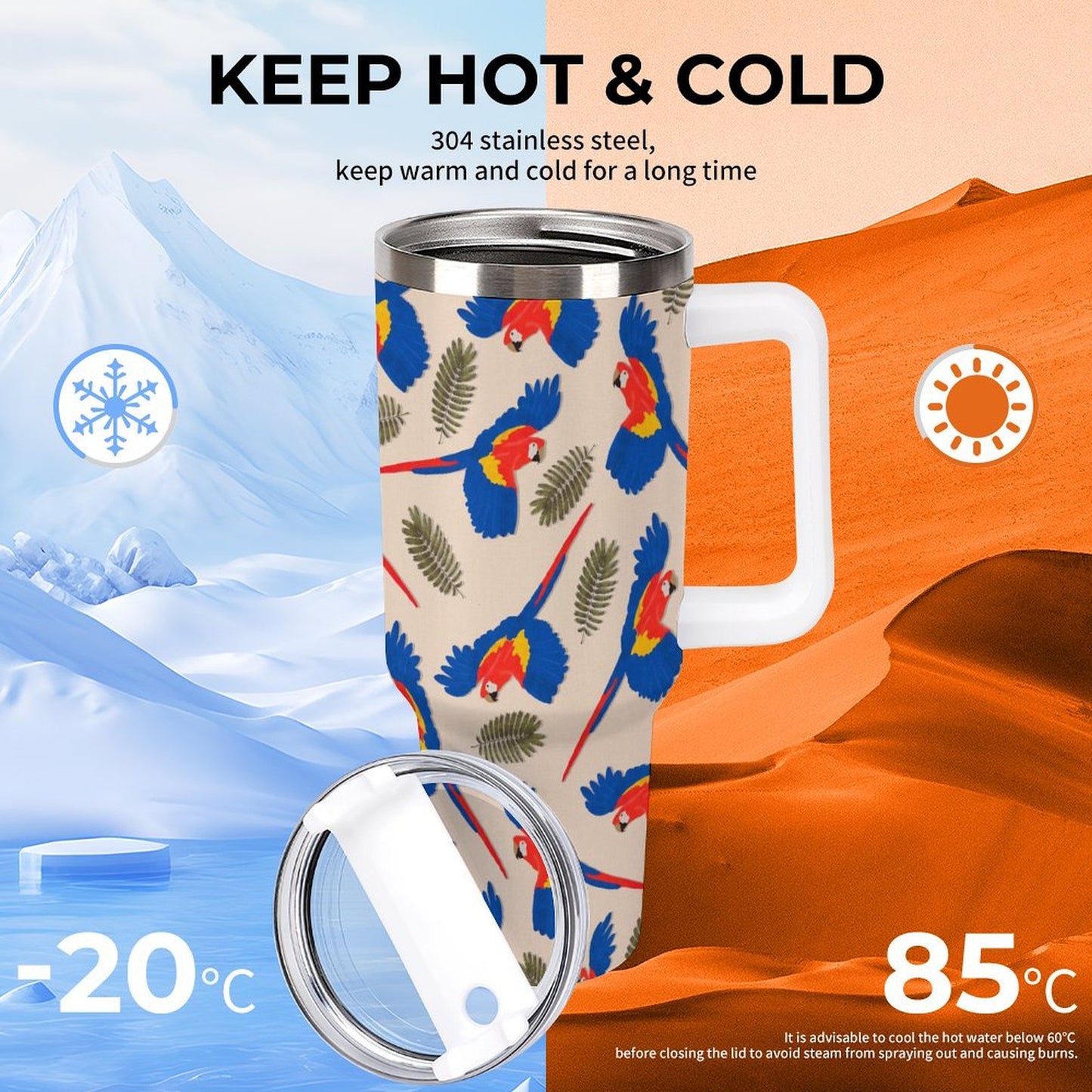 PHDT00187 POD US Local Tumbler 40 oz Large Capacity Car Cup Bird Red Blue