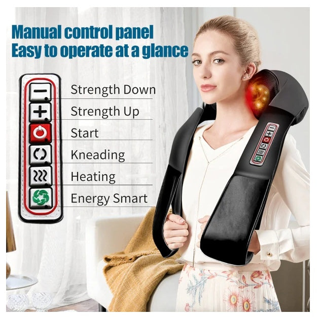 US Local Shiatsu Back Neck And Shoulder Massager With Heat Deep Tissue 3D Kneading Pillow