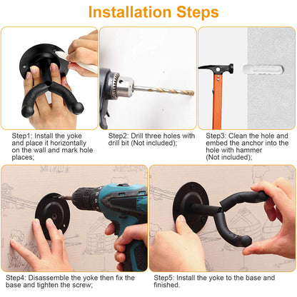 US Local Wall Mount Guitar Hanger Padded Steel Guitar Bracket Holder Hook Rack For Electric Acoustic Bass Guitars