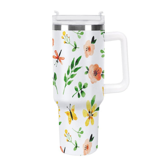 PHDT00454 POD US Local Tumbler 40 oz Large Capacity Car Cup Spring, Watercolors, Flowers