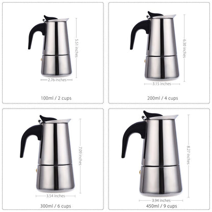 Stainless Steel Coffee Pot Mocha Espresso Latte Percolator